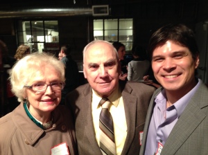 Ruth and Joe Matarazzo with Travis Lovejoy in February 2014 at a Division 38 Membership event in Portland, OR. Dr. Matarazzo was the first President of Division 38; Dr. Lovejoy is the current Chair of the Early Career Professionals Council.